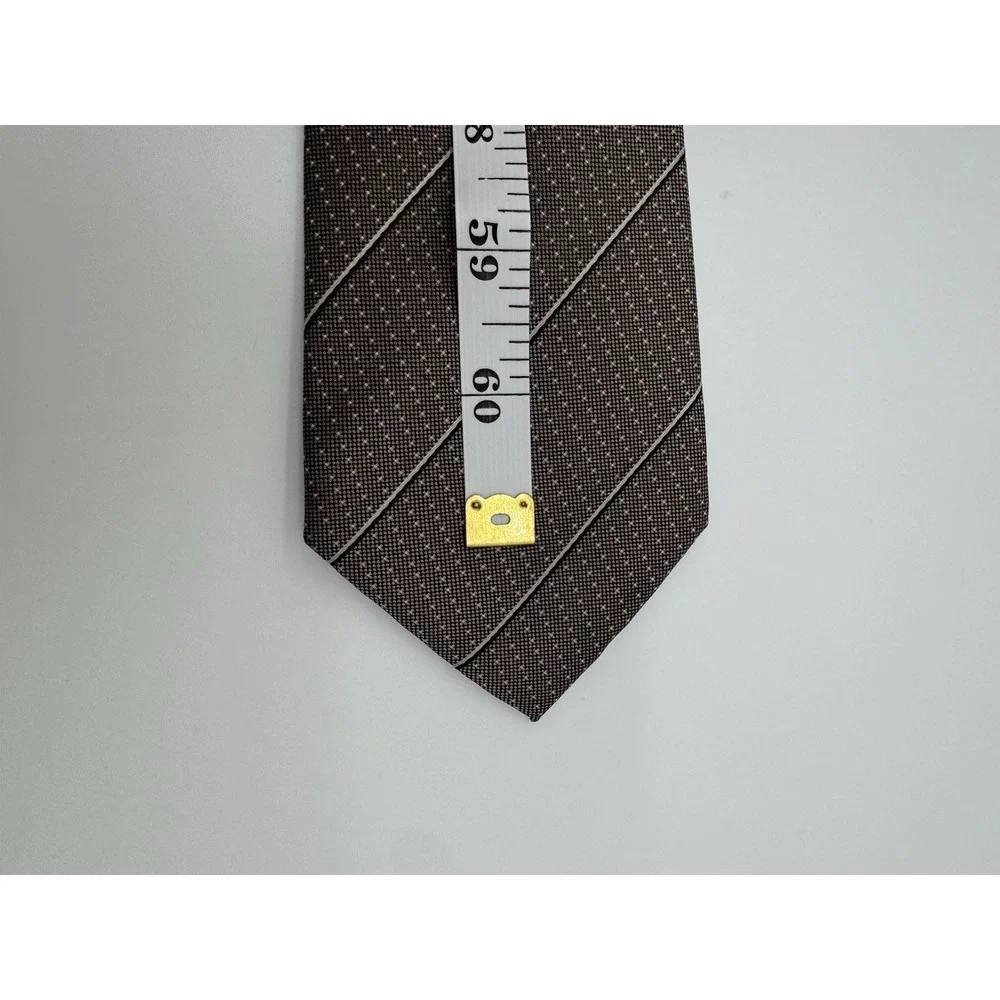 Banana Republic Silk Blend Tie Brown Tan Diagonal Stripe Stain Resistant Classic